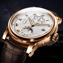 Load image into Gallery viewer, Switzerland LOBINNI Men Watch Luxury Brand Moon Phase Automatic Mechanical Men&#39;s Wirstwatches Sapphire Leather Seagull Movement
