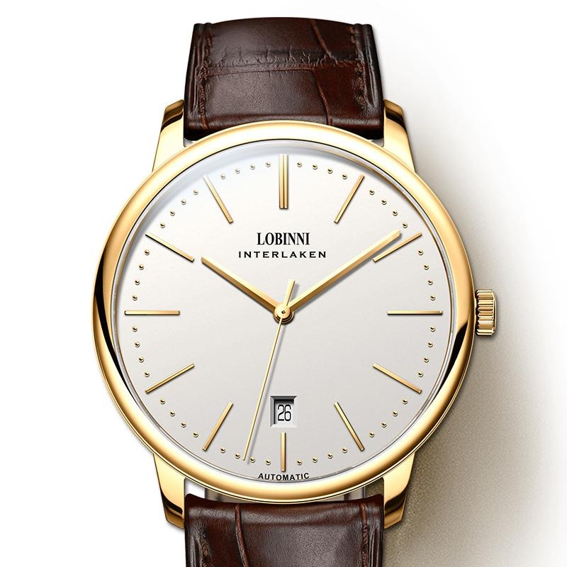 Lobinni Light Thin Automatic Mechanical Watch Mens 9015 Miyota Movement Men's Wristwatch Water Resistant Male Watches Simple