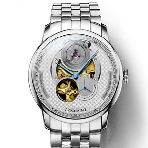 LOBINNI Men Japan Automatic Mechanical Watch Transparent Skeleton Mens Watches Luxury Mens Watches Top Brand Leather Male Clock