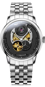 LOBINNI Men Japan Automatic Mechanical Watch Transparent Skeleton Mens Watches Luxury Mens Watches Top Brand Leather Male Clock
