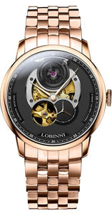 LOBINNI Men Japan Automatic Mechanical Watch Transparent Skeleton Mens Watches Luxury Mens Watches Top Brand Leather Male Clock