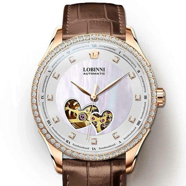 Switzerland Luxury New Women's Watches Skeleton Casual Fashion Women Mechanical Watch Ladies Leather relogio feminino Sapphire