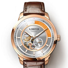 Load image into Gallery viewer, LOBINNI automatic watch men,mens luxury watches skeleton mechanical wristwatch 50m waterproof Switzerland clock sapphire relogio
