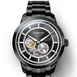 LOBINNI automatic watch men,mens luxury watches skeleton mechanical wristwatch 50m waterproof Switzerland clock sapphire relogio