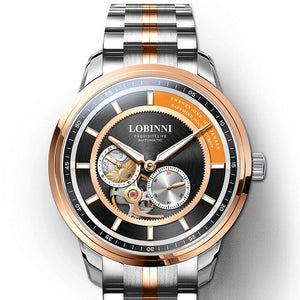 LOBINNI automatic watch men,mens luxury watches skeleton mechanical wristwatch 50m waterproof Switzerland clock sapphire relogio