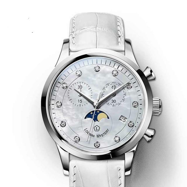 Lobinni Luxury Brand Women's WristWatch Ladies Japan Quartz Watch For Women Multifunction Waterproof Female Stop Watches 7006
