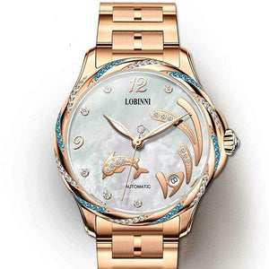 Lobinni Original Design Women Mechanical Watch Fashion Leather Ladies Wristwatch Waterproof relojes para mujer Automatic Watches