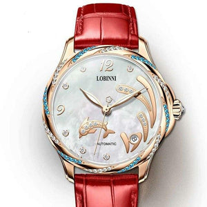 Lobinni Original Design Women Mechanical Watch Fashion Leather Ladies Wristwatch Waterproof relojes para mujer Automatic Watches