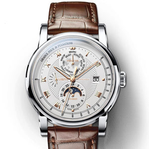 Switzerland LOBINNI Men Watch Luxury Brand Moon Phase Automatic Mechanical Men's Wirstwatches Sapphire Leather Seagull Movement