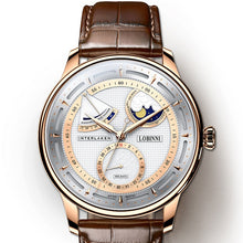 Load image into Gallery viewer, Lobinni Luxury Brand Moonphase Mechanical Watch For Men Automatic Leather Sapphire Male Watches Waterproof Men&#39;s Clock relogio
