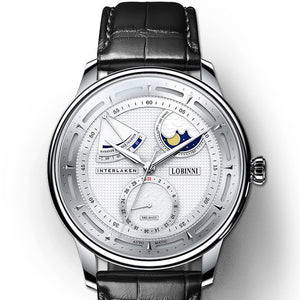 Lobinni Luxury Brand Moonphase Mechanical Watch For Men Automatic Leather Sapphire Male Watches Waterproof Men's Clock relogio