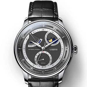 Lobinni Luxury Brand Moonphase Mechanical Watch For Men Automatic Leather Sapphire Male Watches Waterproof Men's Clock relogio