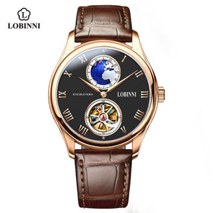 LOBNIN 2021 New  Dress Men Watch Top Brand Mens Mechanical Watches Automatic Tourbillon Skeleton Watch Men Relogio Masculino