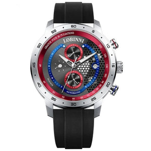LOBINNI New Sport Watches Self-wind Mechanical Automatic Watch Men 50M Waterproof Watch Rubber Strap Lumious Watch reloj hombreSpecification:  - Case: 42mm Diameter ×11.4mm Thickness - 316 Stainless steel case material.  - Strap: Width 20mm - Genuine Leather.  - Watch mirror: Crystal Sapphire.  - Movement: fully automatic mechanical movement.  - Water Resistant: 50M / 5ATM.    Package included:  - One LOBINNI brand new watch