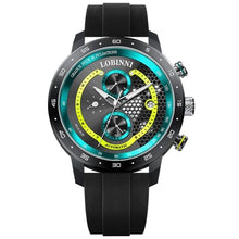 Load image into Gallery viewer, LOBINNI New Sport Watches Self-wind Mechanical Automatic Watch Men 50M Waterproof Watch Rubber Strap Lumious Watch reloj hombreSpecification:  - Case: 42mm Diameter ×11.4mm Thickness - 316 Stainless steel case material.  - Strap: Width 20mm - Genuine Leather.  - Watch mirror: Crystal Sapphire.  - Movement: fully automatic mechanical movement.  - Water Resistant: 50M / 5ATM.    Package included:  - One LOBINNI brand new watch
